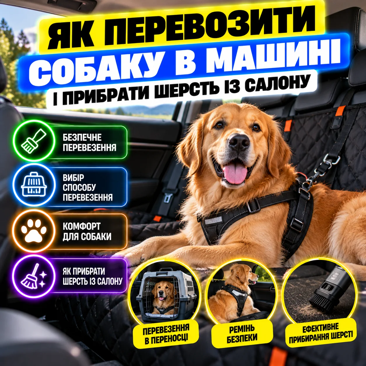 Уборка шерсти собаки с заднего сиденья авто ручным пылесосом